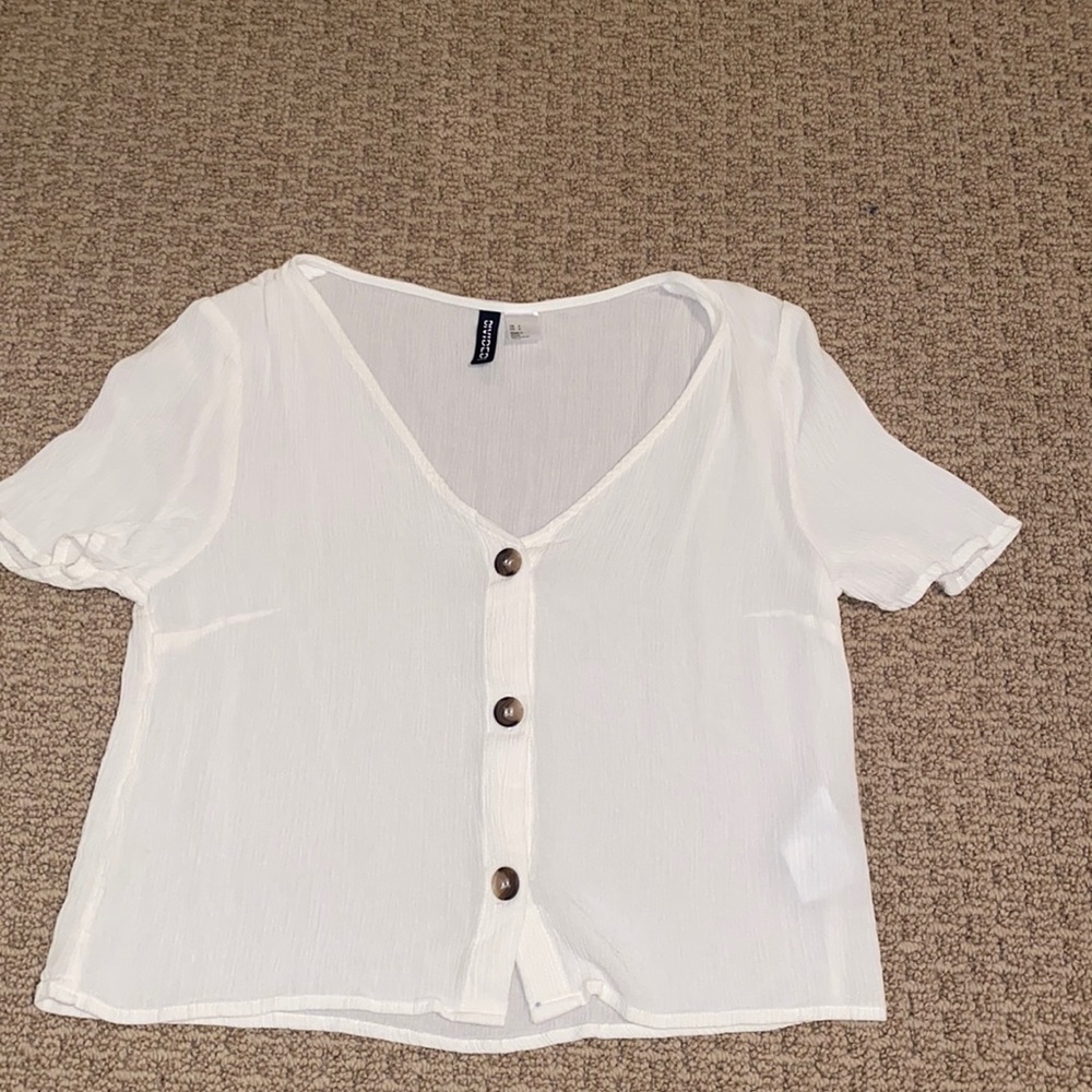 Cream Button Top